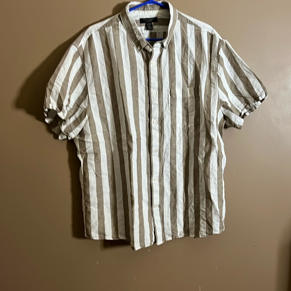 😄Linen blend striped dress shirt. B6